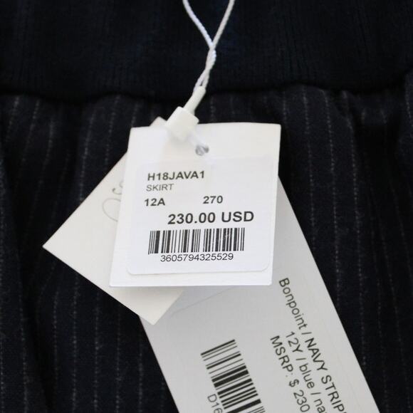 NWT Bonpoint Girls Java Pull On Navy Pinstripe Wool Blend Mini Skirt 12 - Picture 5 of 6